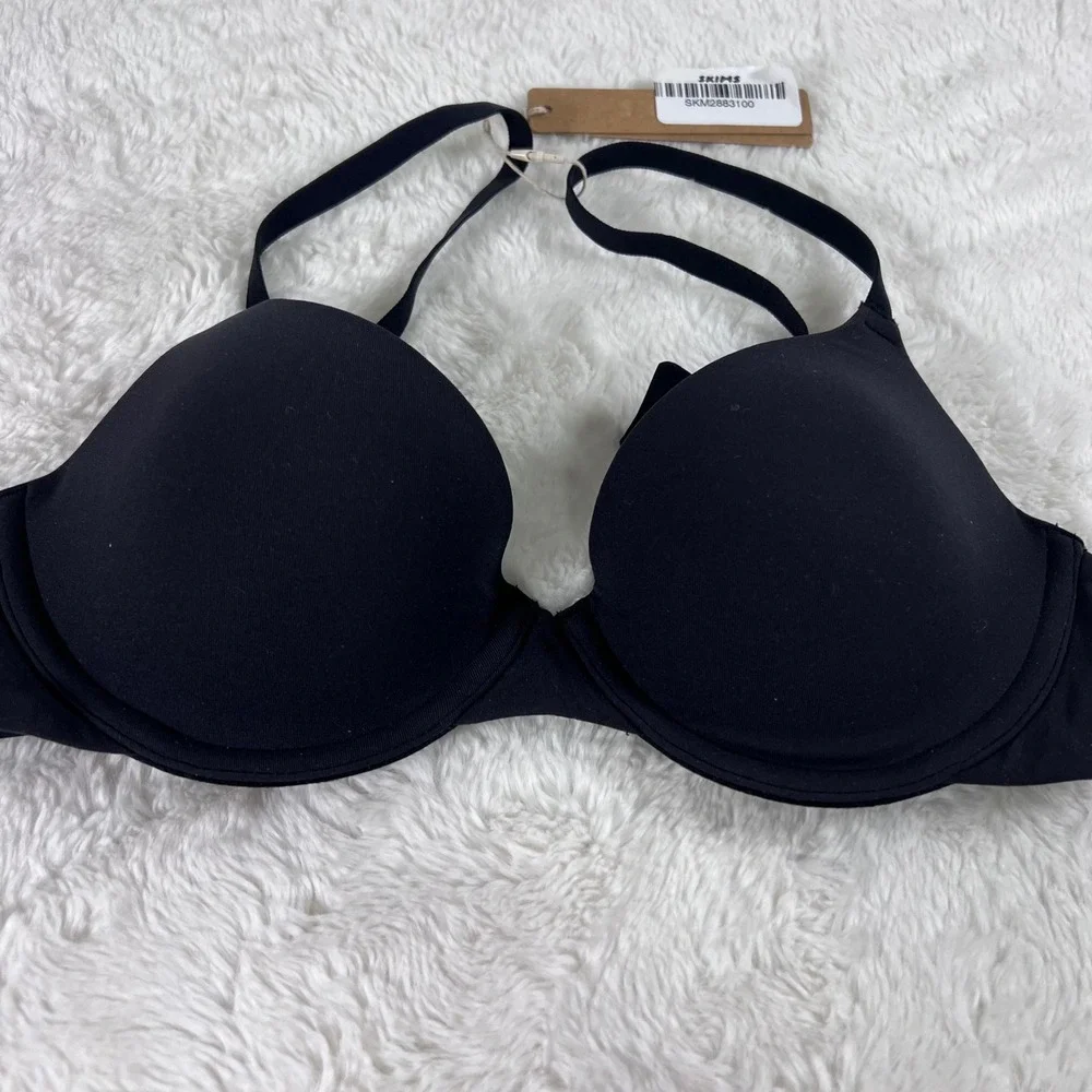 SKIMS Fits Everybody T-Shirt Bra Onyx Black BR-UWR-2294 Underwire Size 30C NEW‎